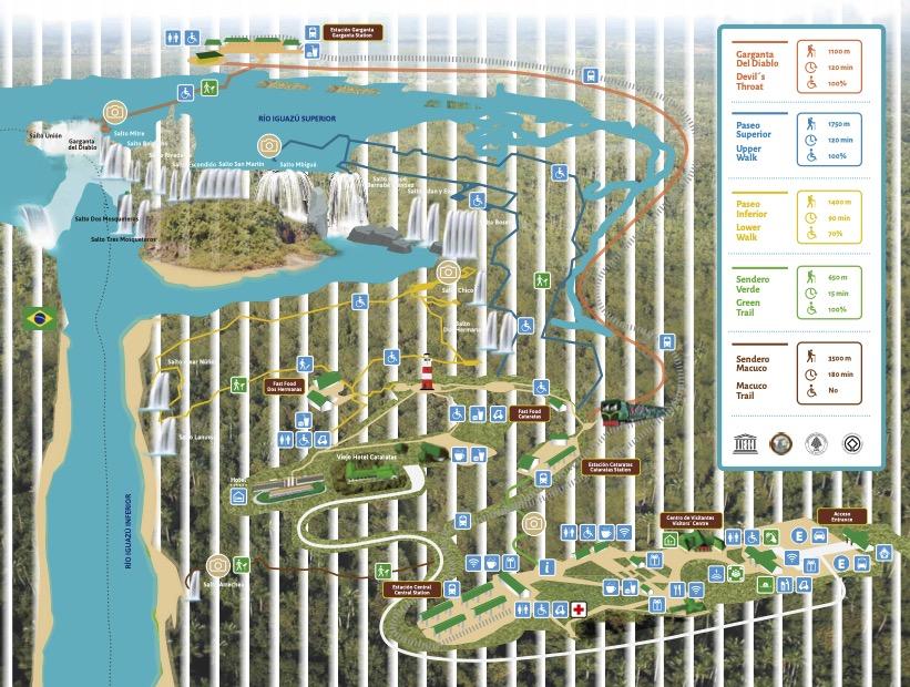 Iguazú falls map Argentinian side